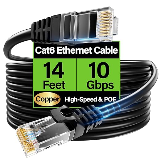 Cat6 Ethernet Cable 10Gbps 14 ft, UTP Ethernet Cable Cat 6, Flexible Bare by Unknown