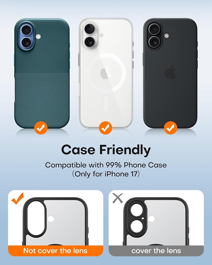 TAURI 2 Pack for iPhone 17 Camera Lens Protector, Full Coverage Military-Grade - Image 4