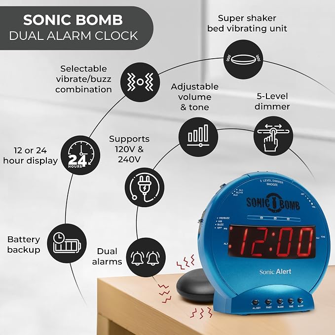 Sonic Alert Sonic Bomb Dual Alarm Clock - Image 4