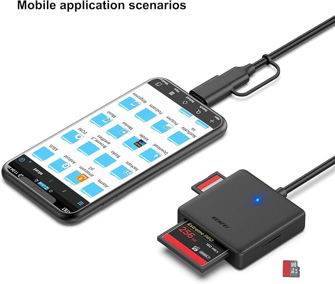 Memory Card Reader, BENFEI 4in1 USB 3.0 and USB-C to SD Micro SD MS CF Card - Image 6