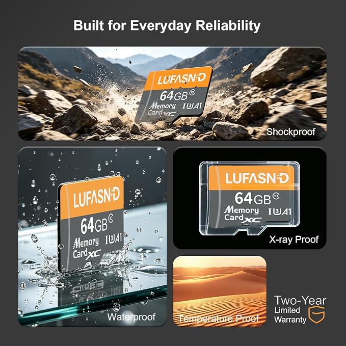 2-Pack 64GB Micro SD Card with Adapter, High Speed U3 C10 V30 SDXC Memory Card - Image 6