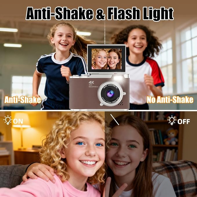 4K Digital Camera, Autofocus 48MP Selfie Vlogging Camera Compact Point and - Image 4
