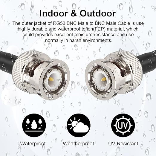MOOKEERF 10FT RG58 50 ohm BNC Male to Male Coax Cable - Image 5