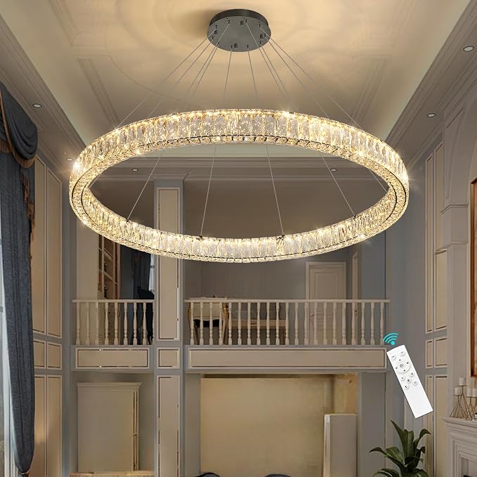 HAIXIANG Modern Crystal Chandelier Dimmable Large Ring LED Pendant Lights by HAIXIANG