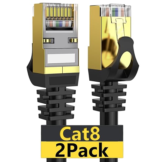 Dacrown Cat 8 Ethernet Cable 6 ft 2 Pack Shielded, Indoor&Outdoor, Heavy Duty by Dacrown