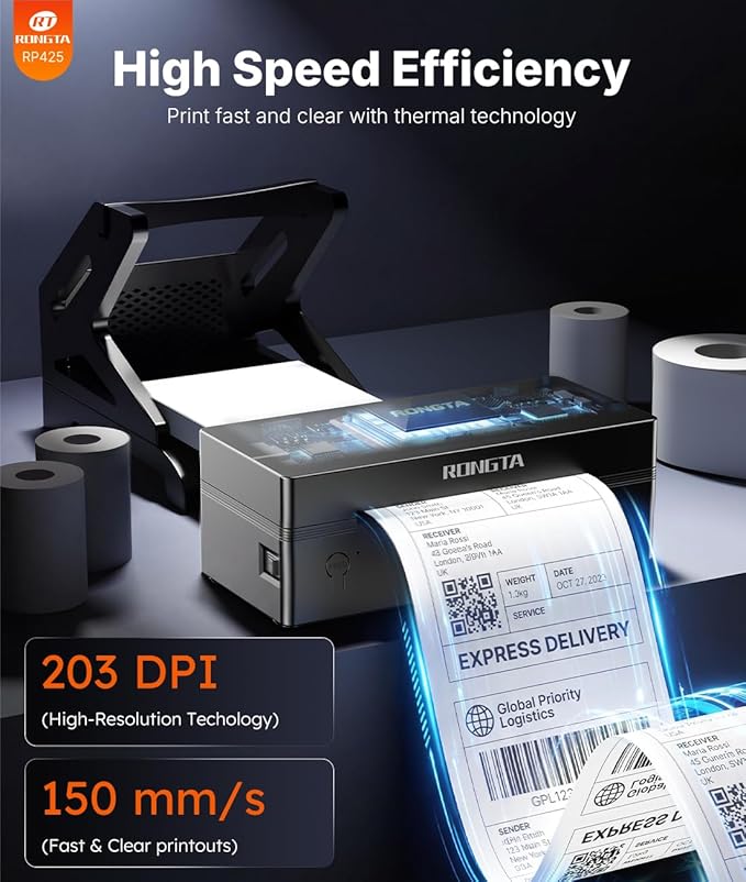 Rongta Bluetooth Shipping Label Printer, Wireless 4x6 Thermal Label Printer - Image 6