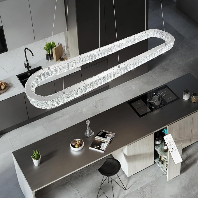 HAIXIANG Crystal 59 Inch Long Chandelier Modern Dimmable LED Chandeliers - Image 6