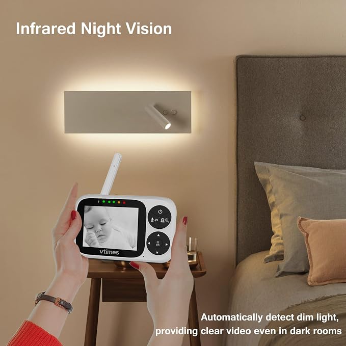 VTimes No WiFi Baby Camera Monitor, 3.2" IPS Display, Portable Video Monitor - Image 5