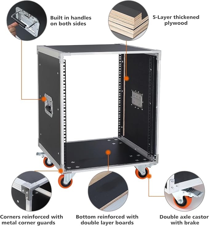 AV Gear Rack 12U Home Audio & Video Stage Stereo Equipment Storage Cabinet - Image 4
