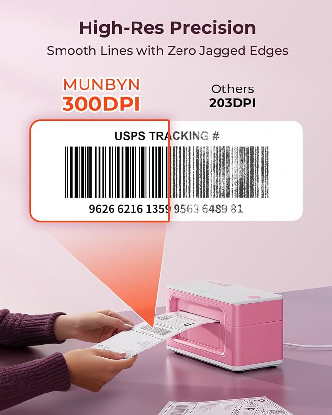 MUNBYN Bluetooth Thermal Label Printer 941BP, Wireless 300DPI 4x6 Shipping - Image 2