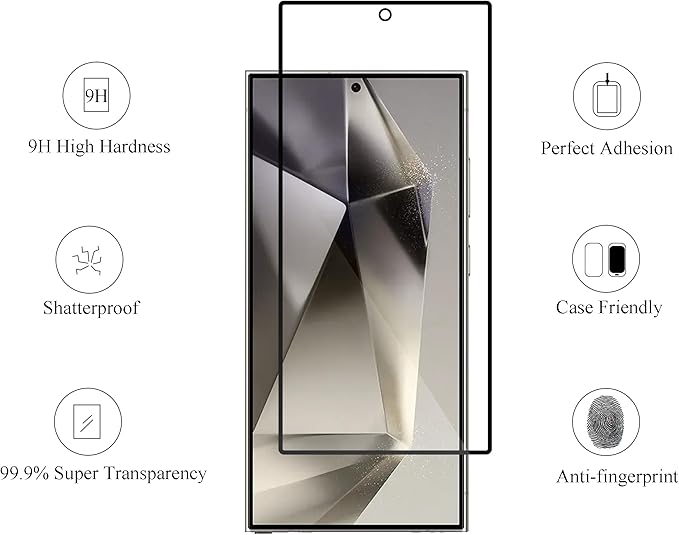 Ailun Glass Screen Protector for Galaxy S24 Ultra 3Pack + 3Pack Camera Lens - Image 2