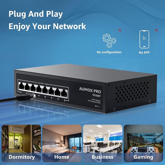 8 Port PoE Switch Gigabit 120W, Gigabit Unmanaged Ethernet Switch, Plug & Play - Image 7