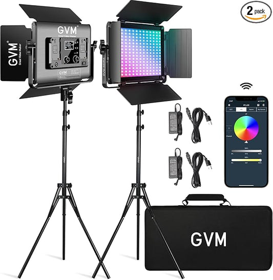GVM RGB LED Video Light with Bluetooth Control, 60W Photography Studio Lighting by GVMGreatVideoMaker