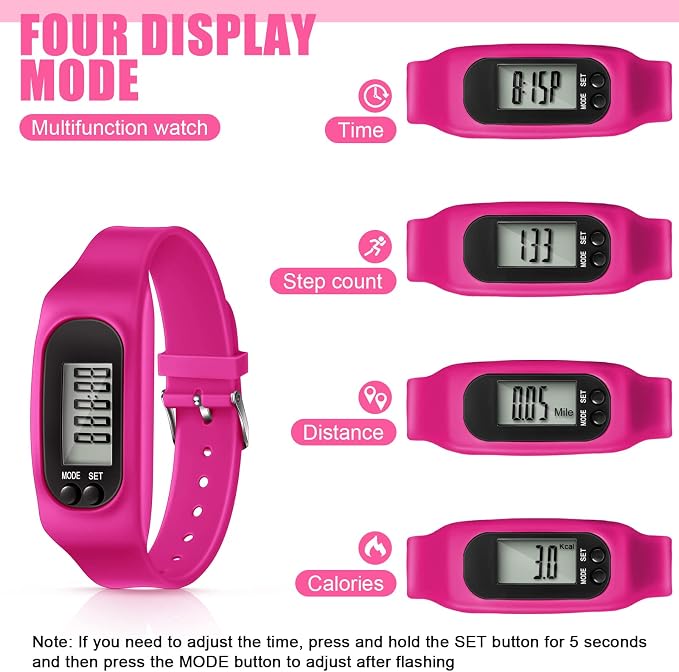 Silicone Fitness Tracker Watch 3 Pcs Walking Running Pedometer Calorie Burning - Image 4