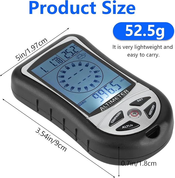 Digital Altimeter, Digital Compass, Hiking Thermometer, Timer & Backlight - Image 2