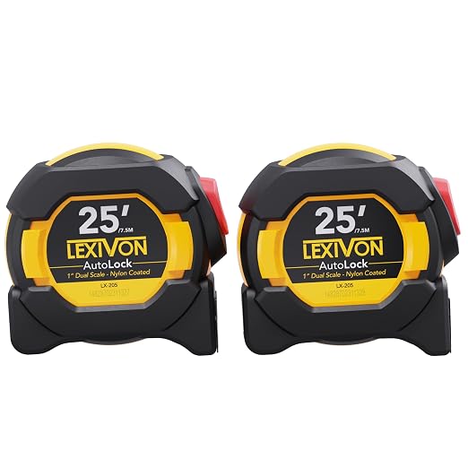 LEXIVON 25Ft/7.5m AutoLock Tape Measure | 1-Inch Wide Blade by LEXIVONTools