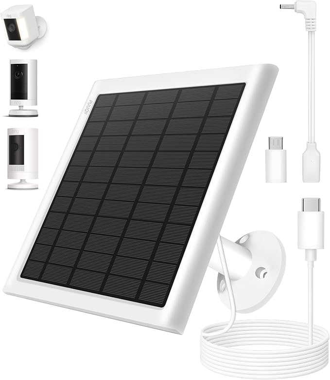 8W Solar Panel for Ring Camera, Solar Panel Charger Compatible by PUUQII