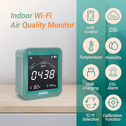 INKBIRD WiFi Air Quality Monitor Indoor Battery Powered | Smart NDIR Sensor and - Image 5