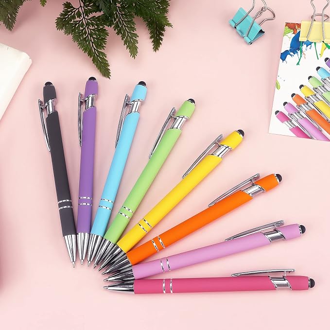 Bribobo 8 Pack Ballpoint Pen 2-in-1 Stylus Retractable Ballpoint Pen - Image 6