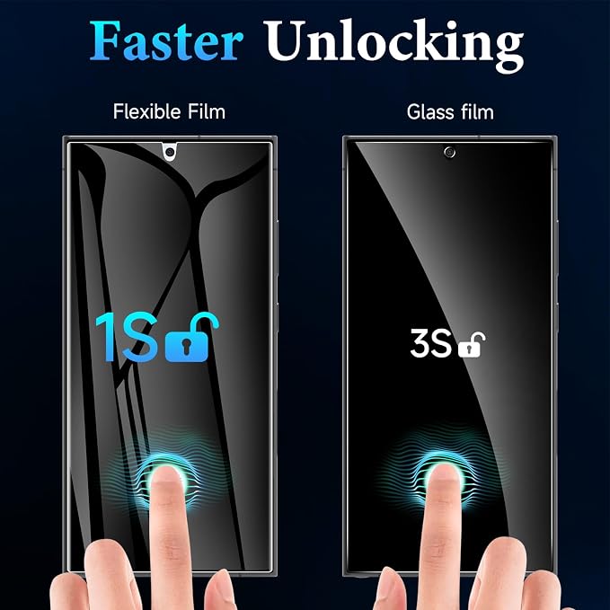 LYWHL for Samsung Galaxy S24 Ultra Privacy Screen Protector, Fingerprint Unlock - Image 2