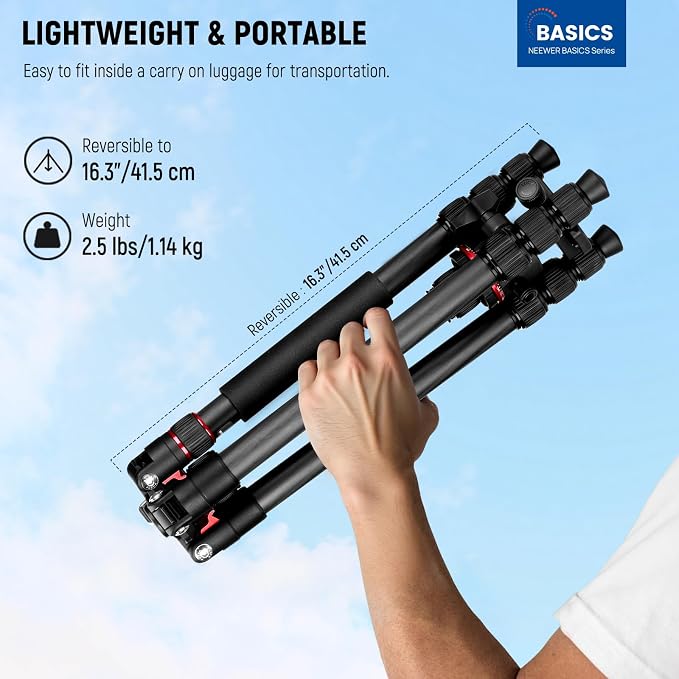 NEEWER Basics Carbon Fiber Travel Tripod Monopod, Arca Type Ball Head, Max Load - Image 2