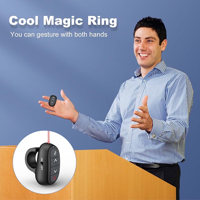 Presentation Clicker PowerPoint Wireless Presenter Remote: Laser Pointer Finger - Image 2
