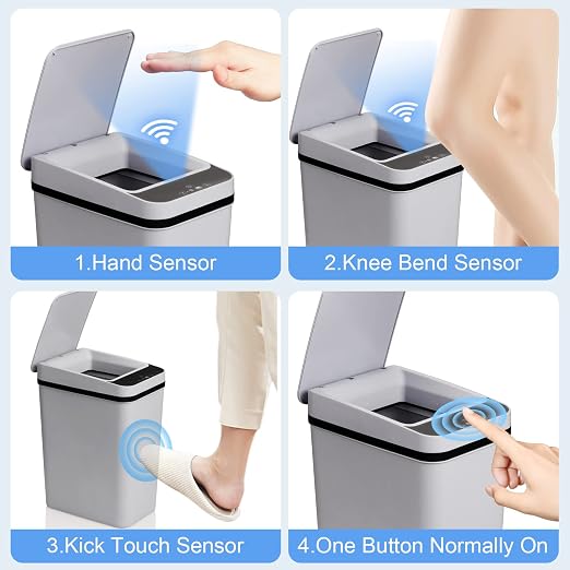 Anborry Smart Touchless Bathroom Trash Can 2.2 Gallon Automatic Motion Sensor - Image 5