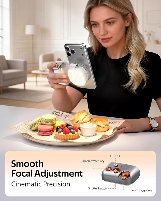 Magnetic Phone Camera Grip, Phone Selfie Grip + Selfie Light - Image 2