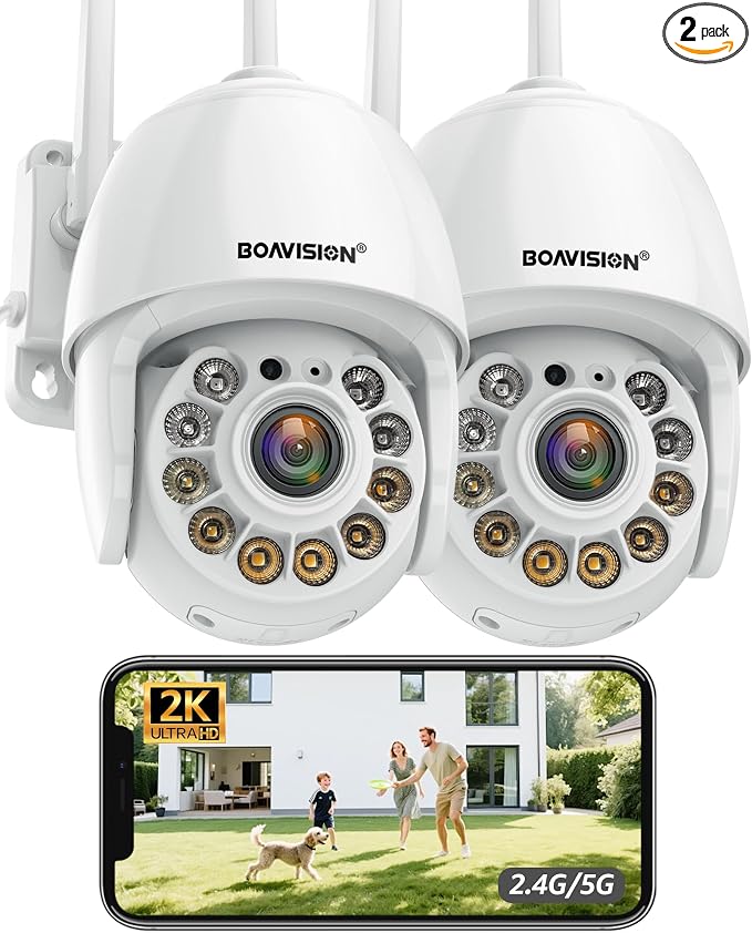 BOAVISION 2K Security Camera Outdoor, AI HumanTracking, Two Way Talk, pan Tile by BOAVISION