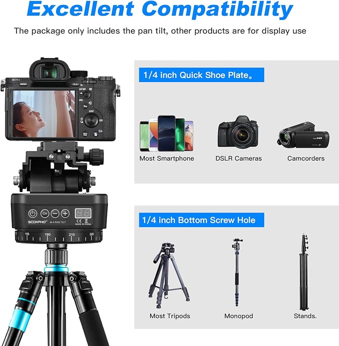 Soonpho M4 Motorized Rotating Panoramic Tripod Head, Remote Control 360° Pan - Image 3