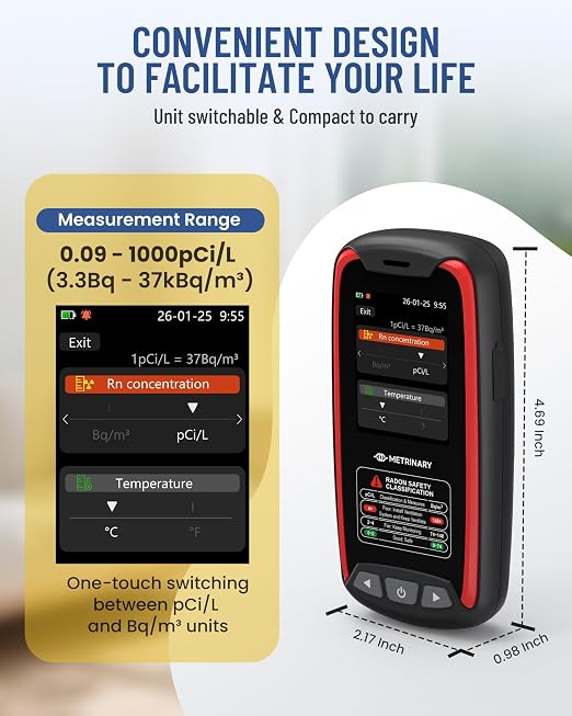 Radon Detector for Home, Rechargeable Radon Monitor - Image 3