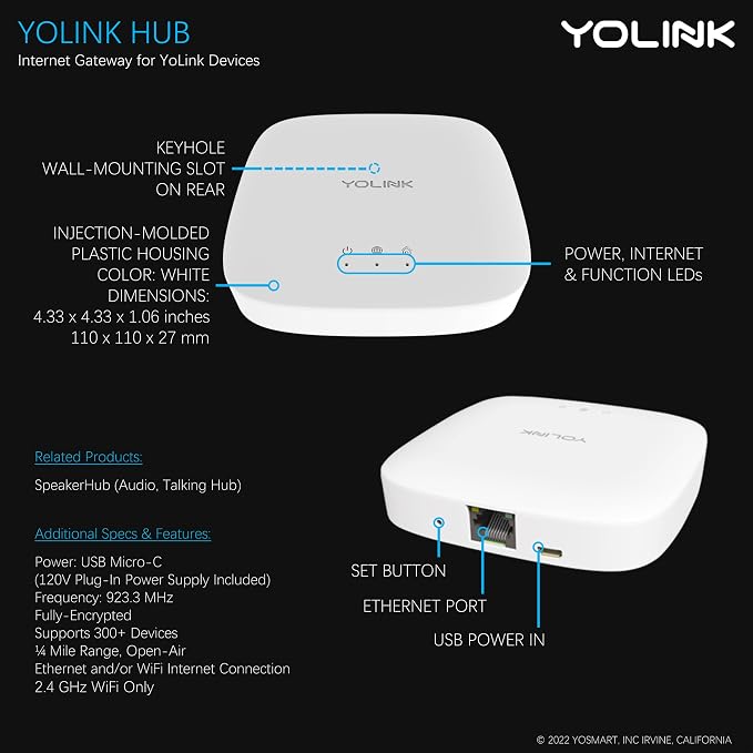YoLink Hub, 1/4 Mile Super Long Range Smart Hub LoRa Enabled Smart Home - Image 2