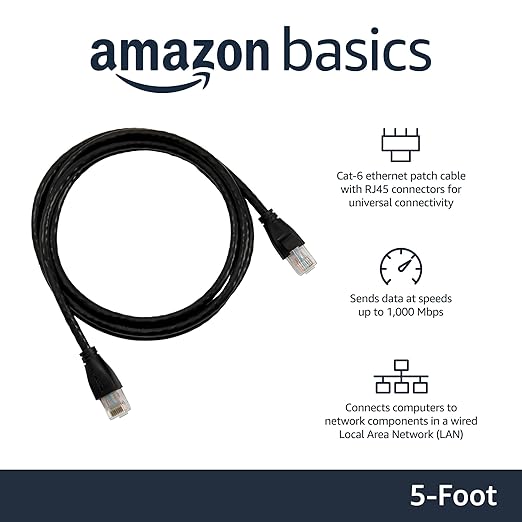 Amazon Basics RJ45 Cat-6 Ethernet Patch Internet Cable, 1Gpbs Transfer Speed - Image 2