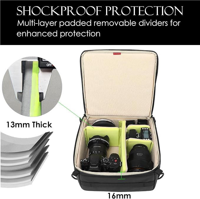 Camera Insert Bag, Shockproof &Pressure-proof Dual Opening Padded Camera Lens - Image 5