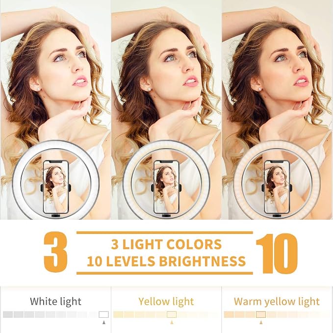 Ring Light with Stand OEBLD Dimmable Desk Selfie Ring Light with Phone Holder - Image 2