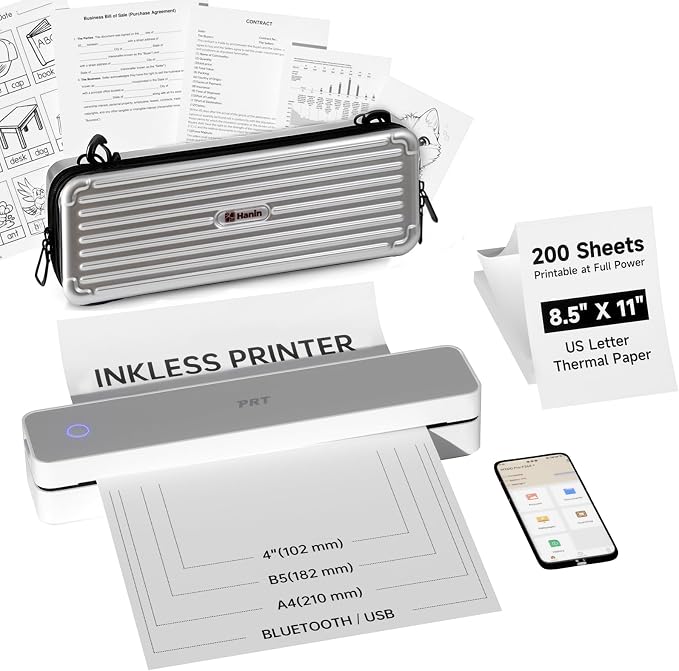PRT Inkless Portable Printer for Travel, Wireless Thermal Printer for by PRT