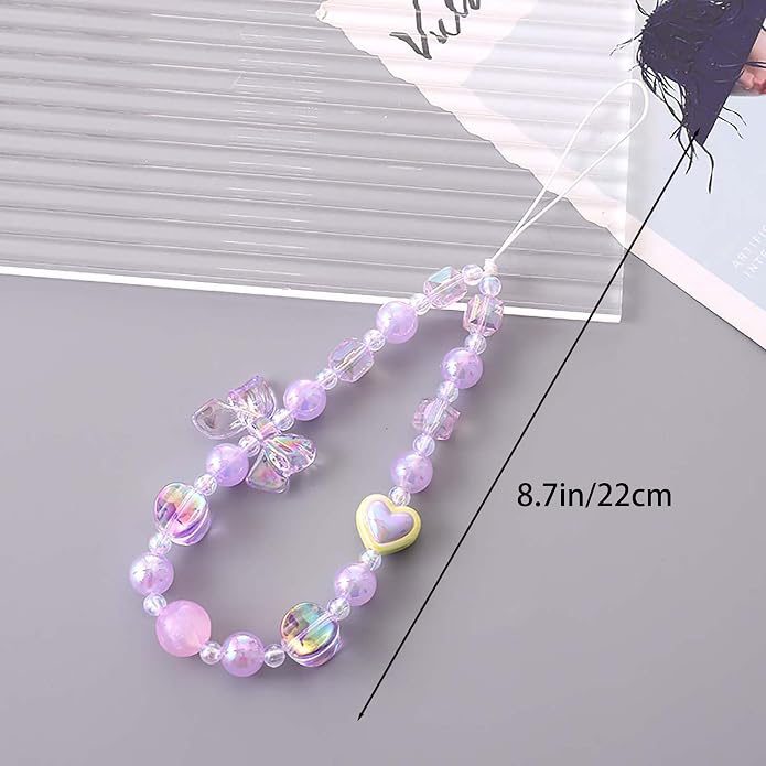 Beaded Phone Charm Lanyard Strap Girly Style Fixed Beads Pearl Lanyards - Image 5