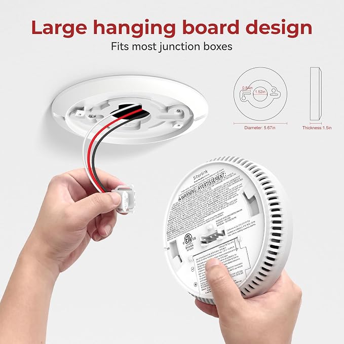 Siterlink Hardwired Interconnected Smoke Detectors, Photoelectric Smoke Alarm - Image 6