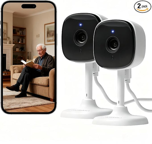 AMOROM 2 Pack 1080P Indoor Wired Security Cameras, Home Indoor Cameras by AMOROM