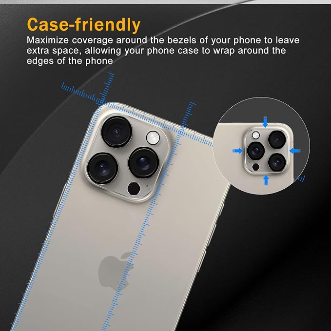 3 Pack Camera Lens Protector for iPhone 14 Pro Max/iPhone 15 Pro Max/iPhone 14 - Image 3