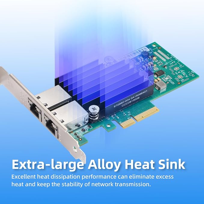 10Gb PCIe Network Card with Intel X550-T2 Chip, 10GBe Dual RJ45 Network Adapter - Image 3