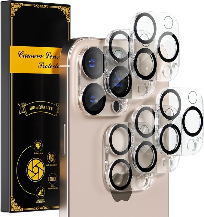 for 6 Pack iPhone 16 Pro/iPhone 16 Pro Max Camera Lens Protector 9H Tempered by Beuxece