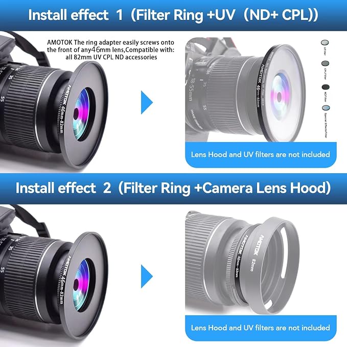 46mm Lens to 82mm Camera Lens Adapter, 46mm to 82mm Filter Step-Up Adapter Ring - Image 7