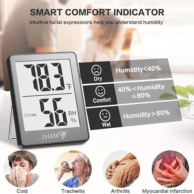 DOQAUS Indoor Thermometer, Mini Digital Hygrometer Room Thermometer, Humidity - Image 3
