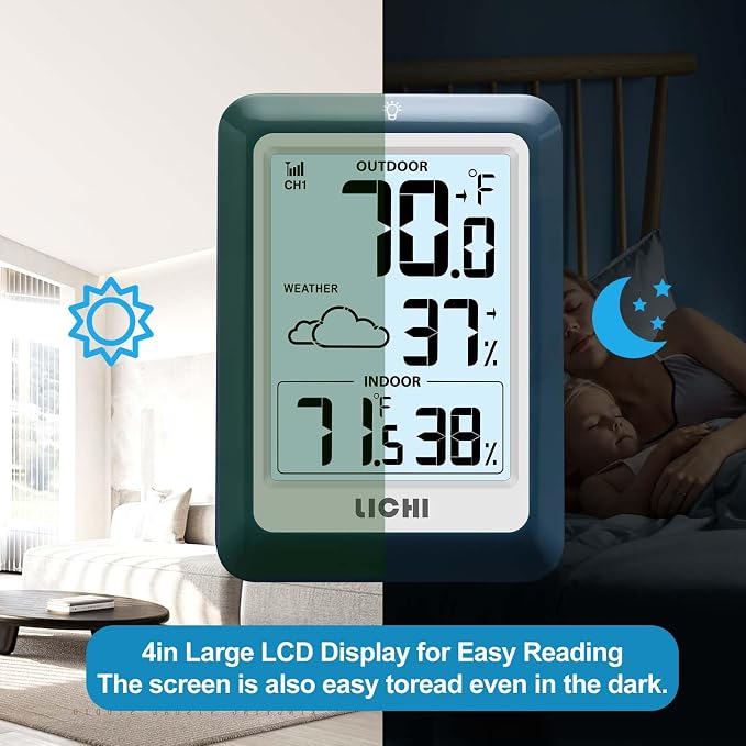 Indoor Outdoor Thermometer Wireless Weather Station, Internal External - Image 7