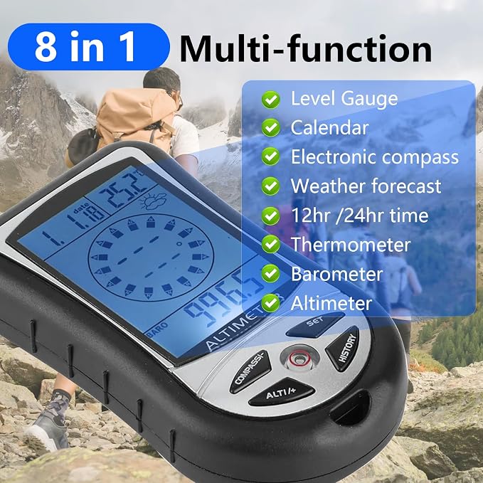 Digital Altimeter, Digital Compass, Hiking Thermometer, Timer & Backlight - Image 7