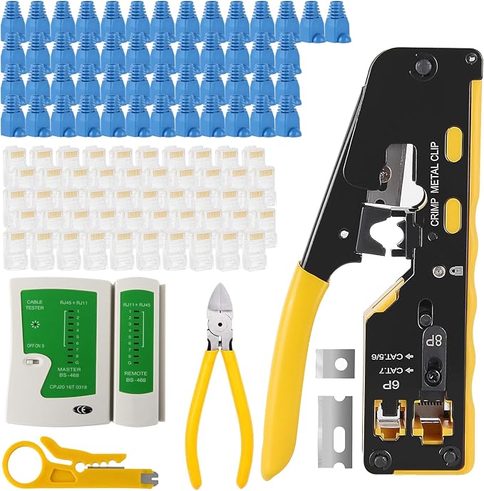 RJ45 Crimp Tool Kit Pass Through Ethernet Crimper by Dorhea