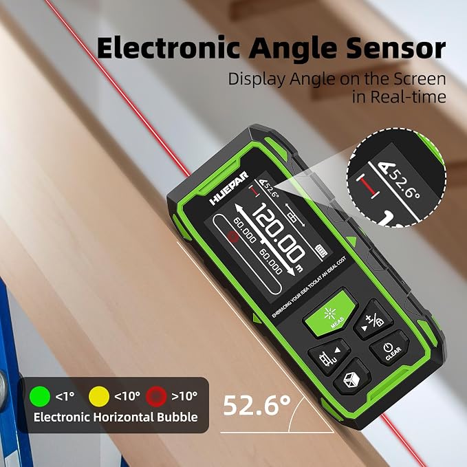 Huepar Professional 656ft/200M Dual Laser Distance Measuring Tool, 5 Years - Image 6