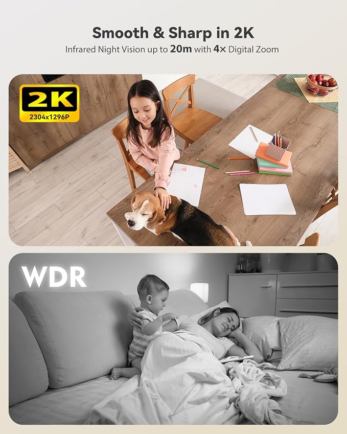 Ctronics 2K 100% Wireless Battery Indoor Security Camera, 20m Infrared Night - Image 3