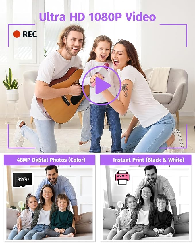 Instant Camera, Dual-Lens Kids Camera Instant Print - Image 4